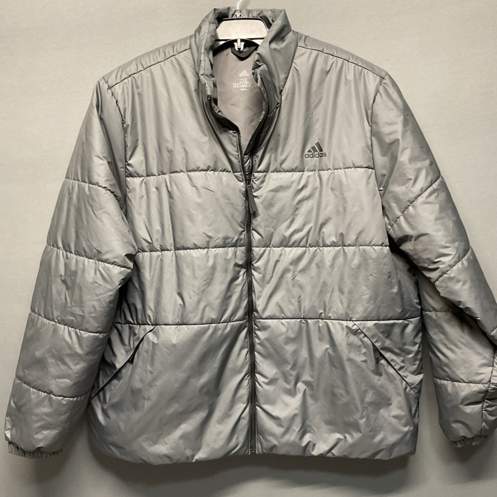 Adidas Men’s Insulated Puffer Jacket Gray Size 2XL